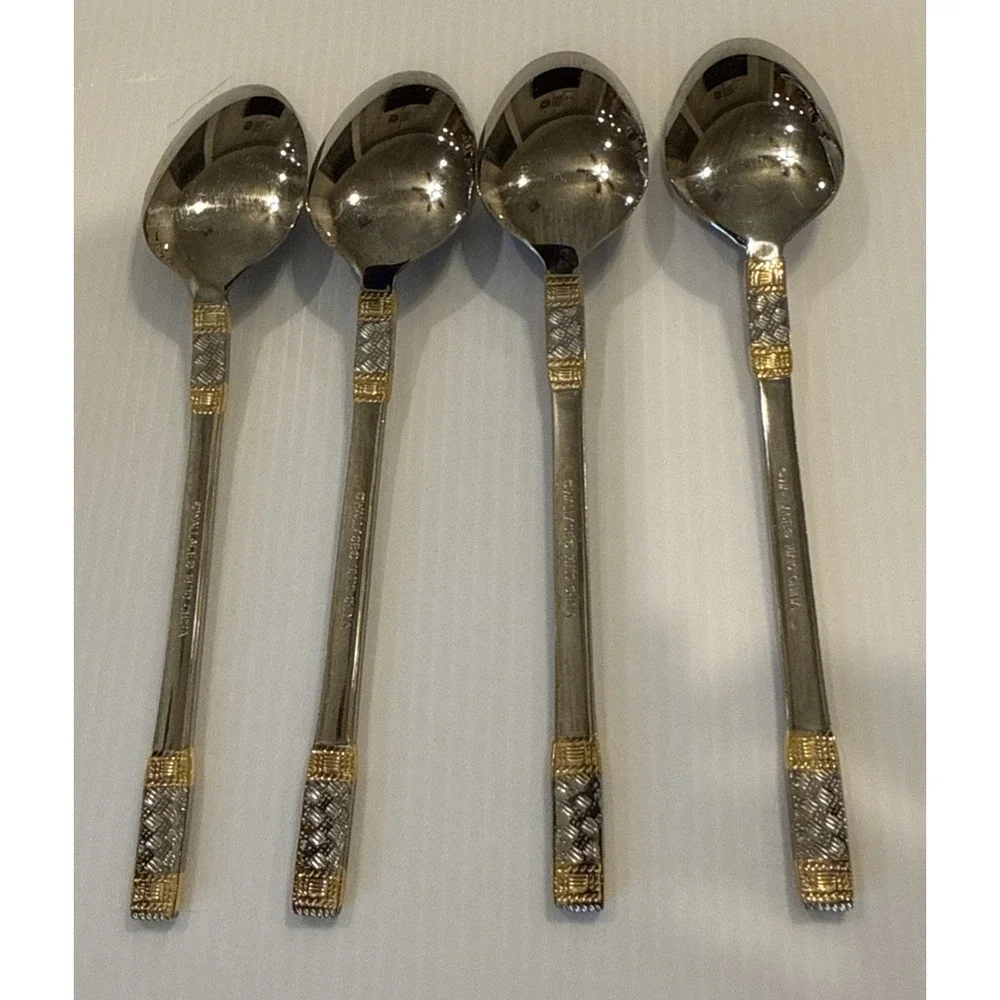 Wallace Golden Corsica Teaspoons Spoon Set Of 4 Stainless 18/10 Flatware 6 3/8